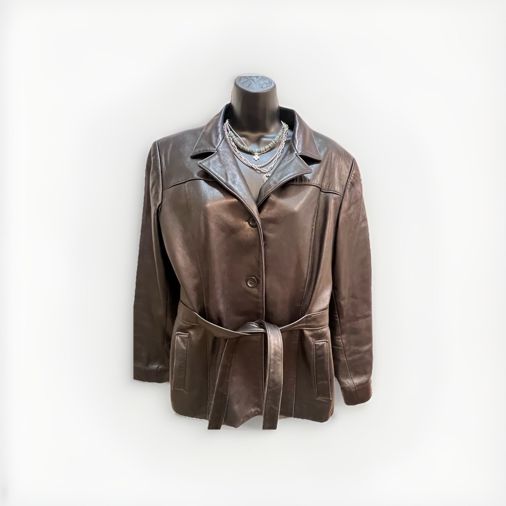 Identify Leather Jacket Tie Waist Trench Size 10 Canada Soft Leather (as Is)